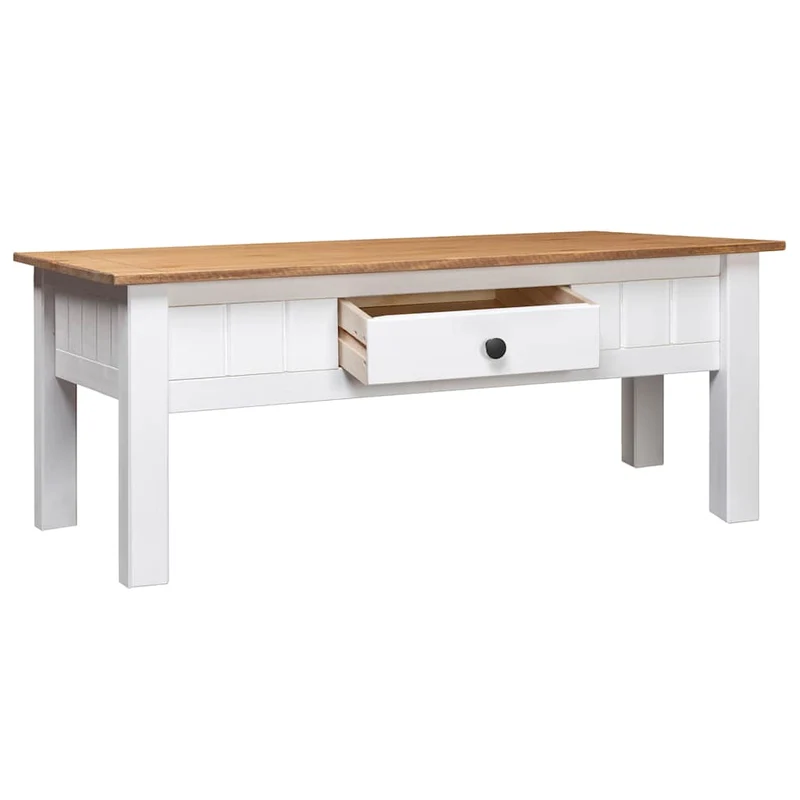 Table basse de salon avec tiroir design classique 100 x 60 x 45 cm bois de pin massif DEC037802