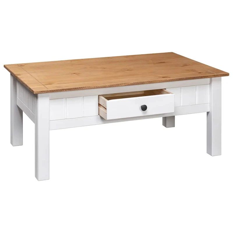 Table basse de salon avec tiroir design classique 100 x 60 x 45 cm bois de pin massif DEC037802
