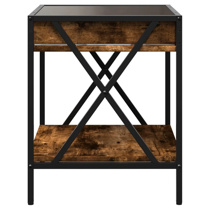 Table de chevet avec étagère design moderne avec LED 40 x 40 x 49 cm bois d'ingénierie marron verre et métal DEC037542