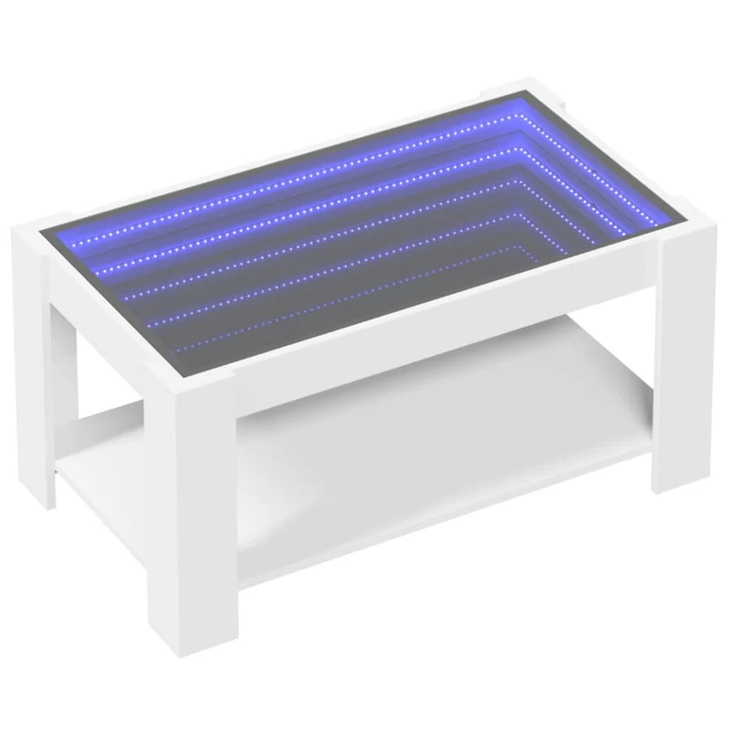 Table basse de salon design moderne avec LED 93 x 53 x 45 cm bois d'ingénierie blanc DEC037392
