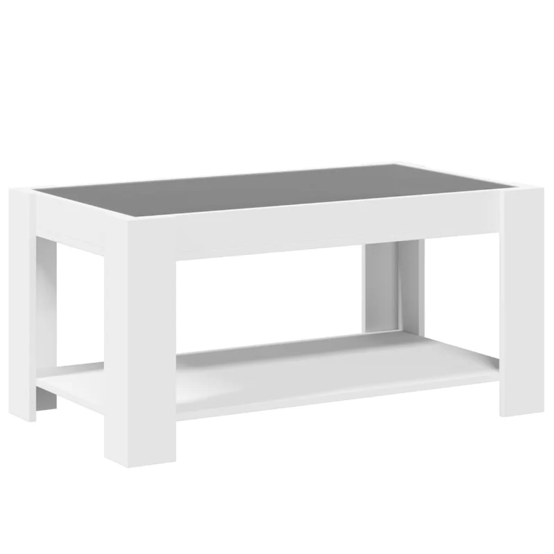 Table basse de salon design moderne avec LED 93 x 53 x 45 cm bois d'ingénierie blanc DEC037392