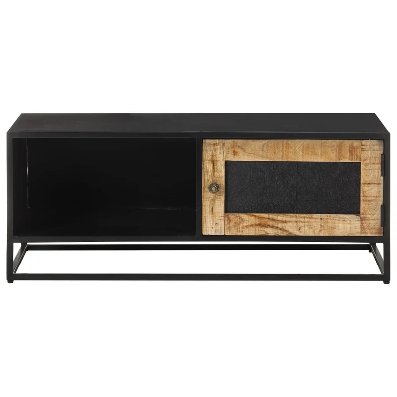 Table basse de salon design moderne 90 x 50 x 35 cm bois de manguier marron et fer DEC037225