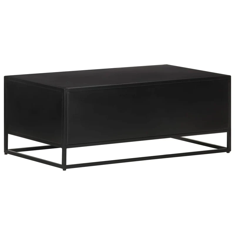Table basse de salon design moderne 90 x 50 x 35 cm bois de manguier marron et fer DEC037225