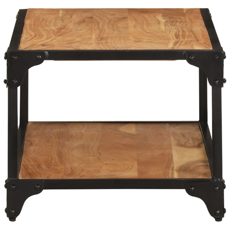 Table basse de salon design industriel 90 x 45 x 35 cm bois d'acacia et fer DEC037211