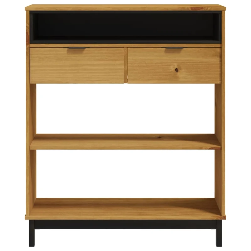 Table d’appoint multifonction avec 2 tiroirs 2 étagères et 1 compartiment ouvert 92 x 45 x 110 cm bois massif DEC036455