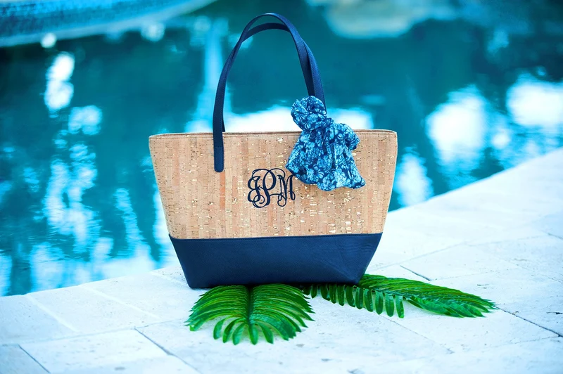 Navy and Cork Charlotte Purse - Personalized