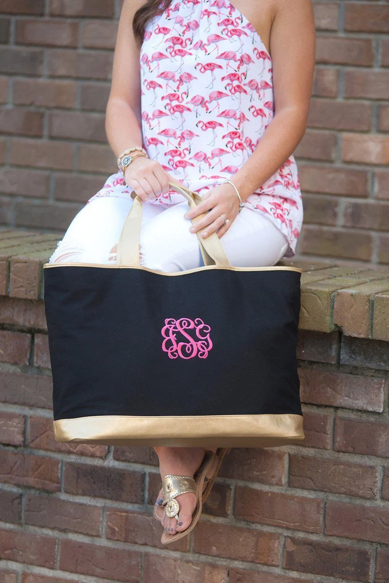 Black Cabana Tote - Personalized