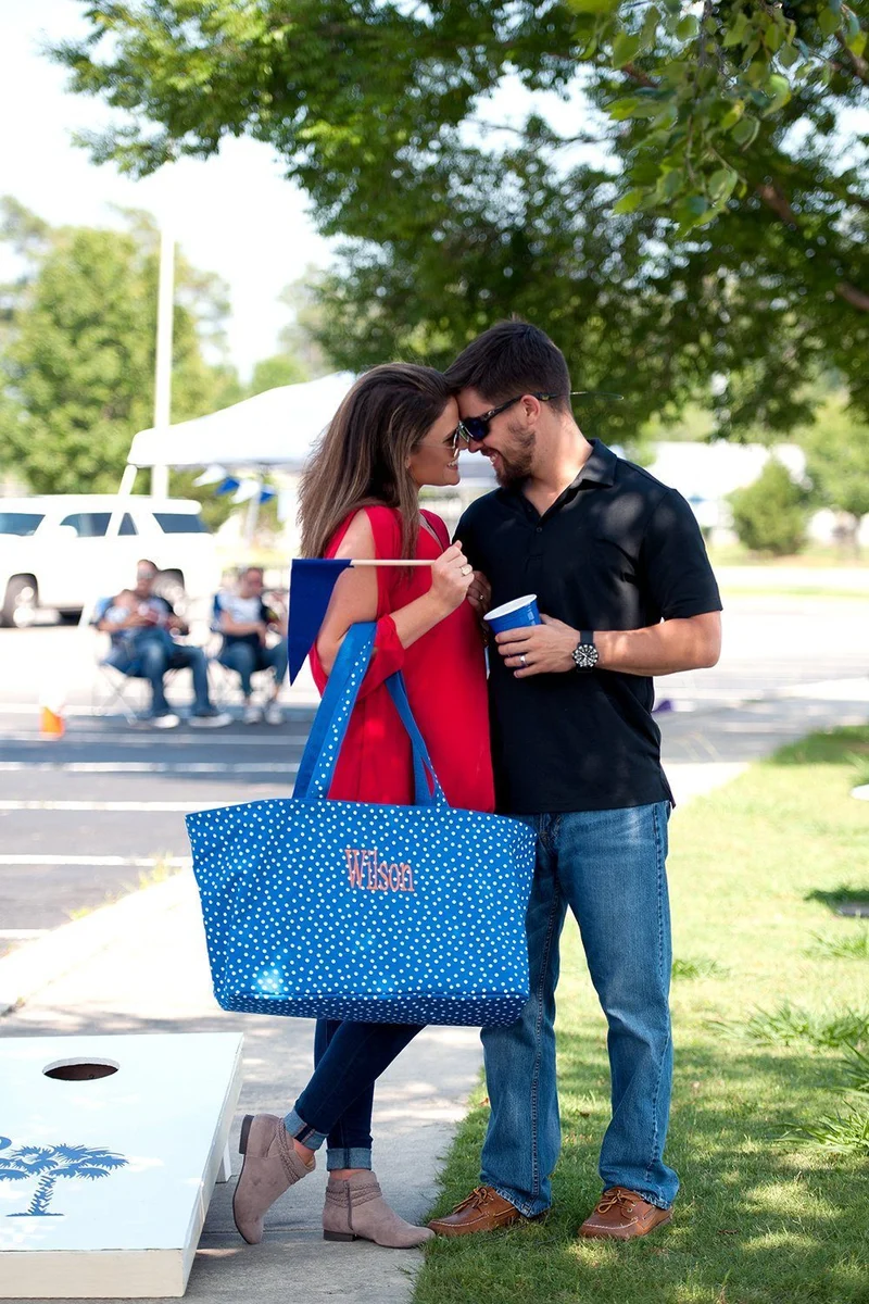 Royal Blue Scattered Dot Ultimate Tote - Personalized
