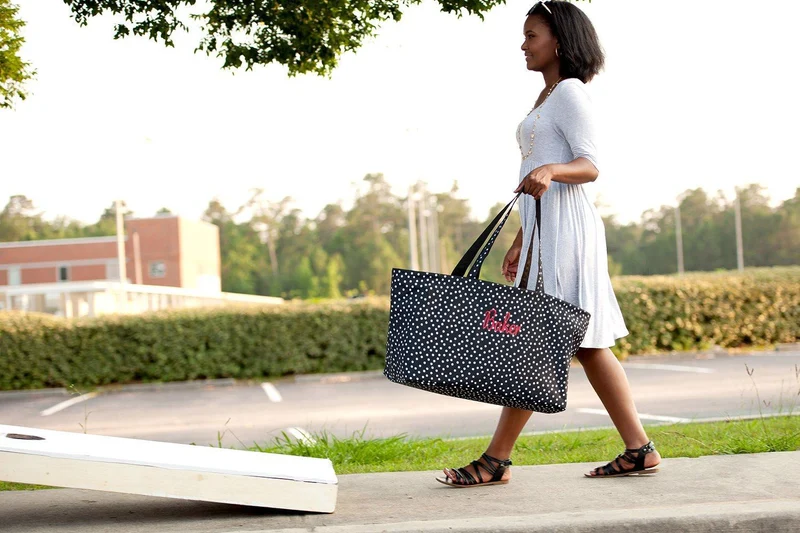 Black Scattered Dot Ultimate Tote - Personalized
