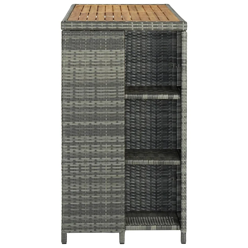 Table d’appoint multifonction avec rangement 120 x 60 x 110 cm résine tressée gris DEC036331