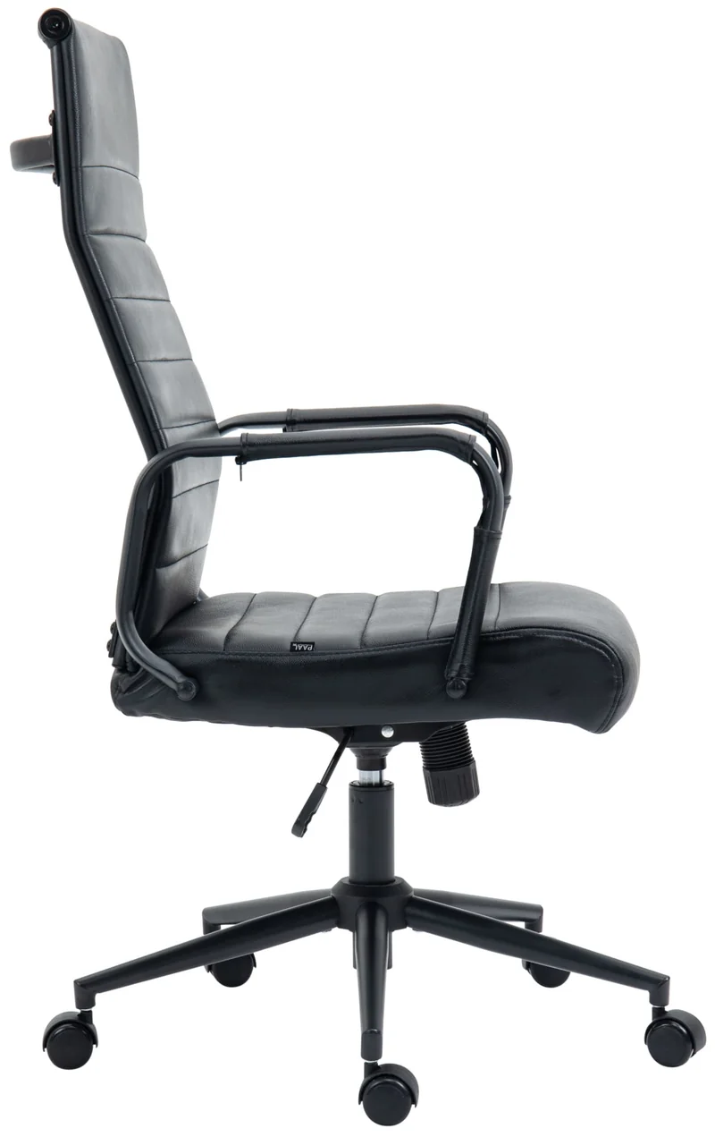 Fauteuil de bureau avec accoudoirs siège pivotant mécanisme à bascule en cuir véritable noir / noir 10_0002522