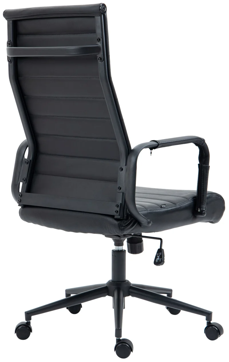 Fauteuil de bureau avec accoudoirs siège pivotant mécanisme à bascule en cuir véritable noir / noir 10_0002522