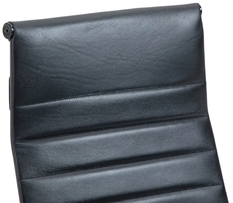 Fauteuil de bureau avec accoudoirs siège pivotant mécanisme à bascule en cuir véritable noir / noir 10_0002522