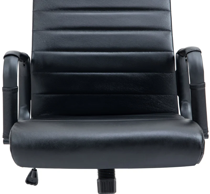 Fauteuil de bureau avec accoudoirs siège pivotant mécanisme à bascule en cuir véritable noir / noir 10_0002522