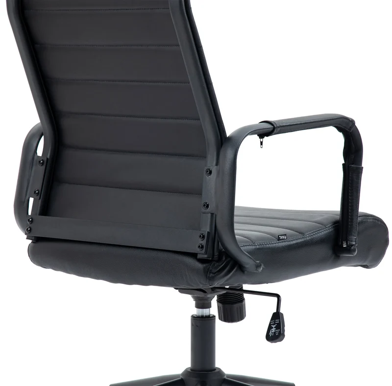 Fauteuil de bureau avec accoudoirs siège pivotant mécanisme à bascule en cuir véritable noir / noir 10_0002522