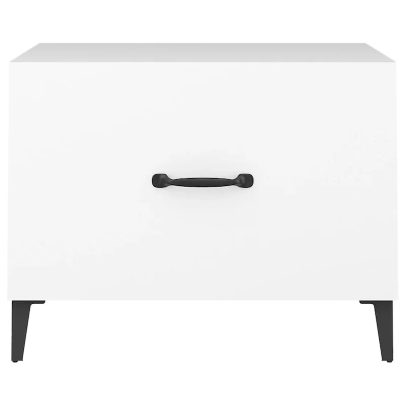 Table basse de salon avec tiroir design moderne avec pieds en métal 50 x 50 x 40 cm bois d'ingénierie blanc et métal DEC037707