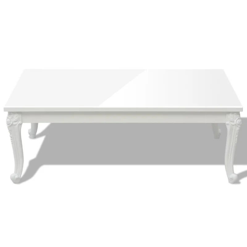 Table basse de salon forme rectangulaire design classique 115 x 65 x 42 cm MDF blanc brillant DEC037013