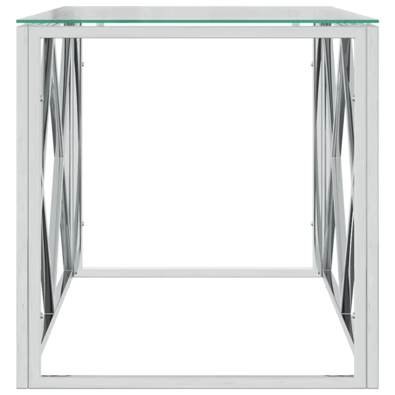 Table basse de salon design moderne 110 x 45 x 45 cm acier inoxydable et verre trempé DEC036974