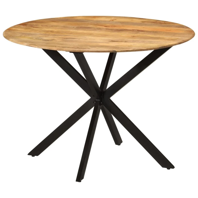 Table de salle à manger design industriel ø110 x 78 cm bois de manguier massif et acier DEC036682