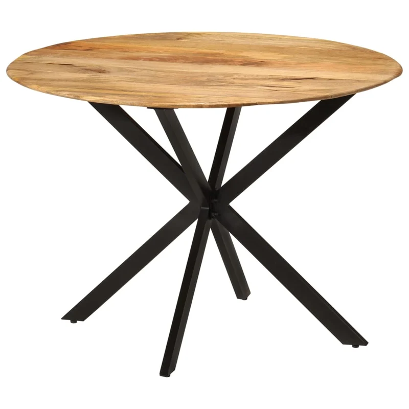 Table de salle à manger design industriel ø110 x 78 cm bois de manguier massif et acier DEC036682