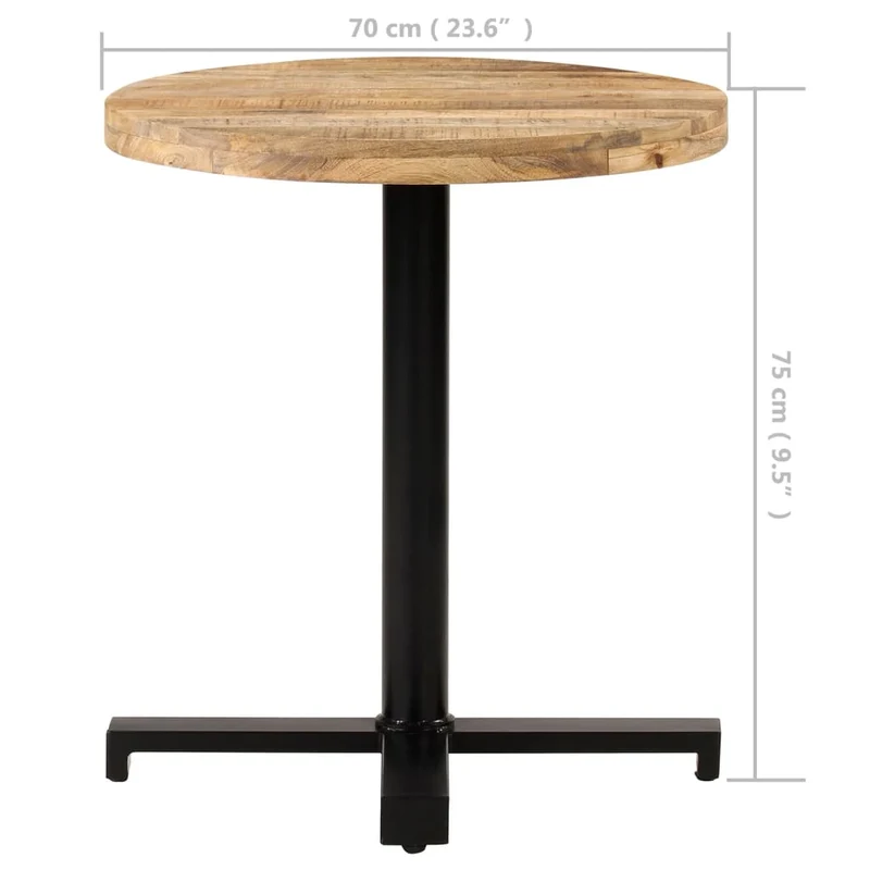 Table d'appoint auxiliaire table bistro plateau rond ø70 x 75 cm bois de manguier et fer DEC036585