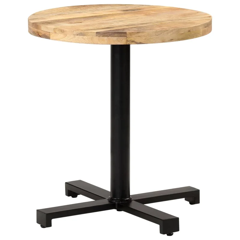 Table d'appoint auxiliaire table bistro plateau rond ø70 x 75 cm bois de manguier et fer DEC036585