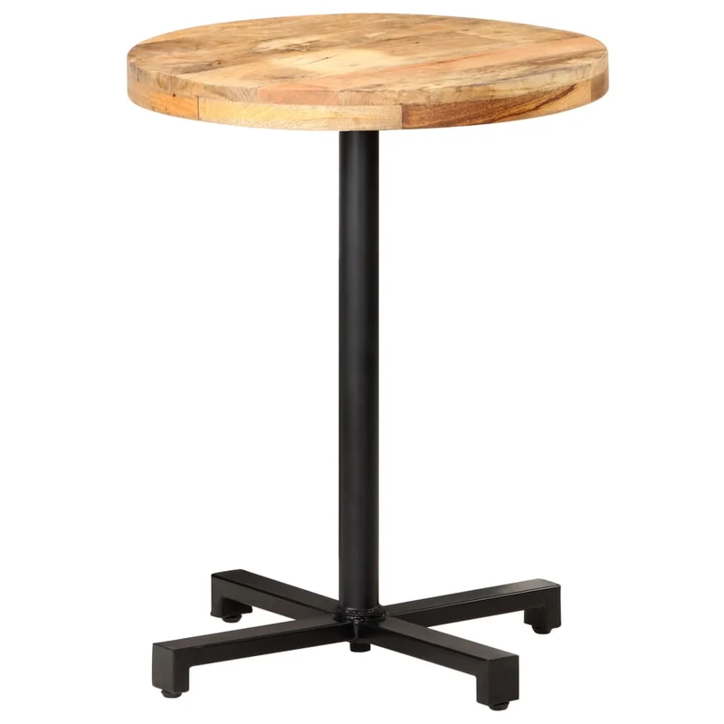 Table d'appoint auxiliaire table bistro plateau rond ø60 x 75 cm bois de manguier et fer DEC036583
