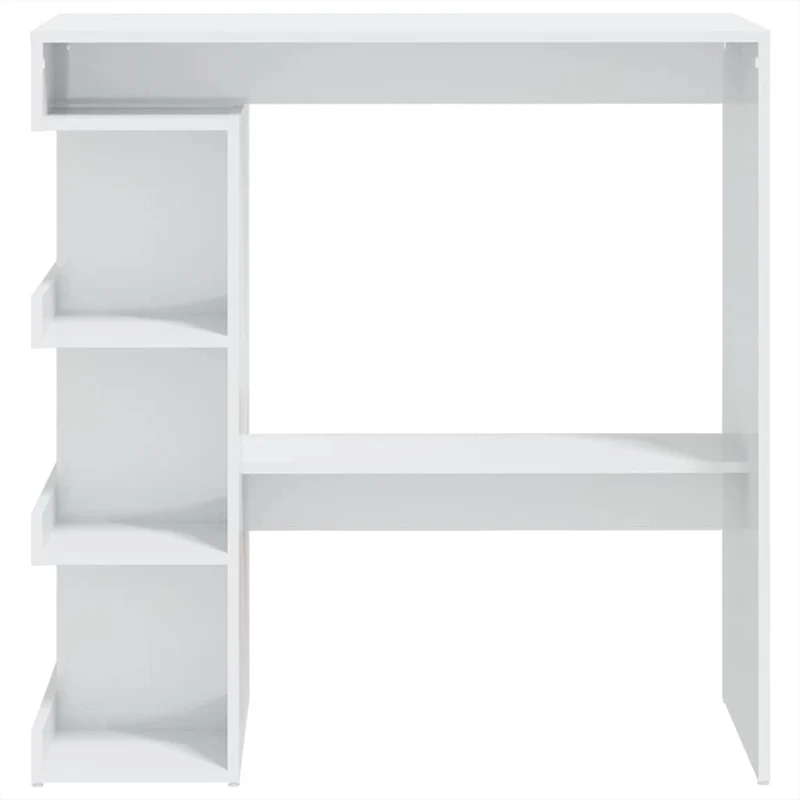 Table d’appoint multifonction avec étagère de rangement 100 x 50 x 101,5cm bois d'ingénierie blanc brillant DEC036509