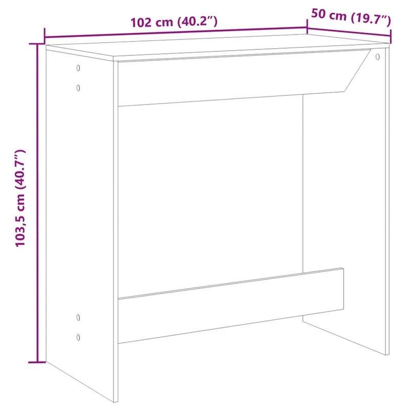 Table d’appoint multifonction 102 x 50 x 103,5 cm bois d'ingénierie blanc DEC036402