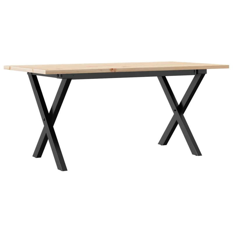 Table basse rectangulaire style industriel cadre en x 90 x 40 x 45 cm bois de pin et acier DEC036273