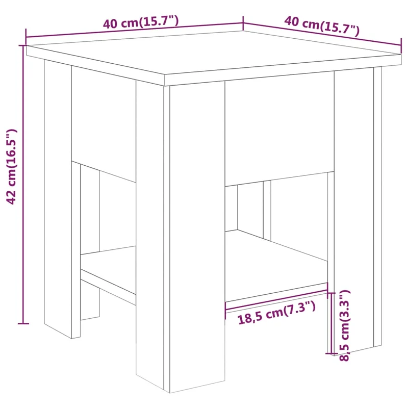 Table basse de salon design moderne 40 x 40 x 42 cm bois d'ingénierie blanc DEC037864