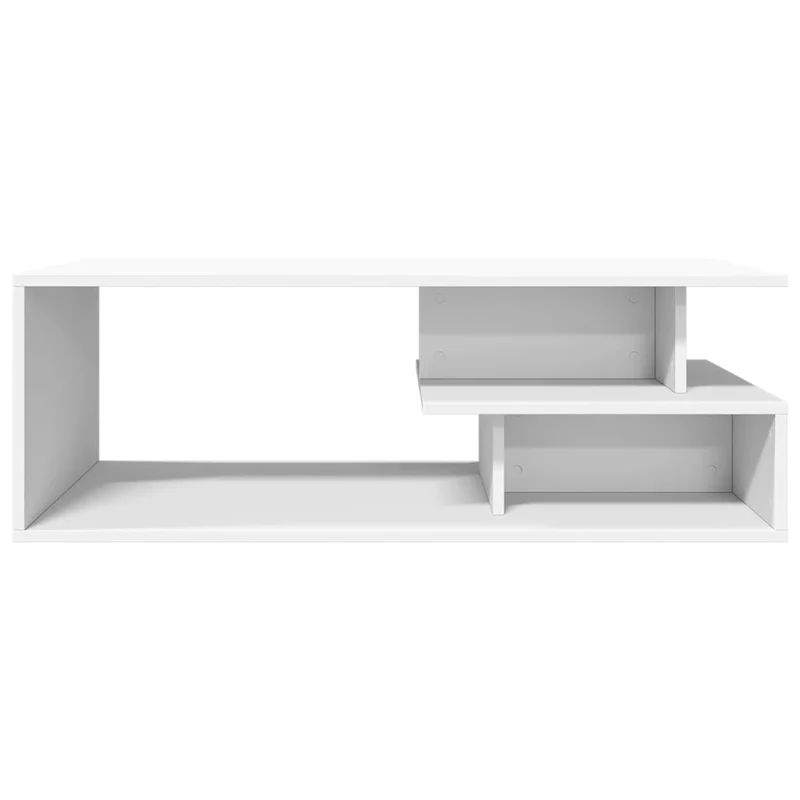 Table basse de salon avec compartiment de rangement design moderne 102 x 55 x 35 cm bois d'ingénierie blanc DEC037828