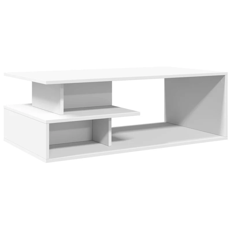 Table basse de salon avec compartiment de rangement design moderne 102 x 55 x 35 cm bois d'ingénierie blanc DEC037828