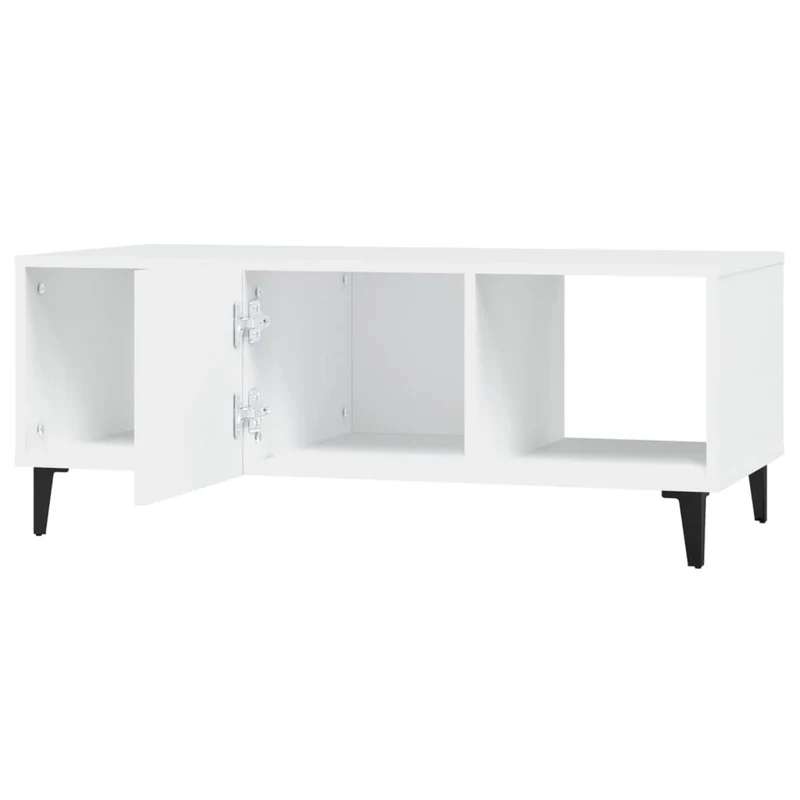 Table basse de salon avec tiroir design moderne 102 x 50 x 40 cm bois d'ingénierie blanc et fer DEC037814