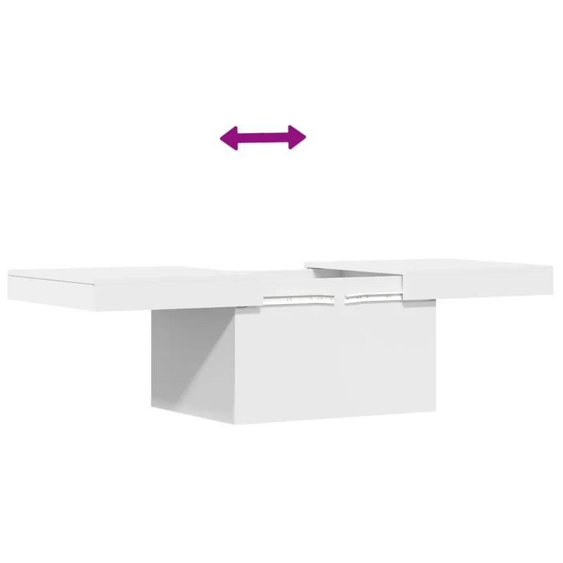 Table basse de salon plateau coulissant design moderne 100 x 55 x 40 cm bois d'ingénierie blanc DEC037799