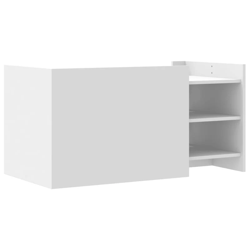 Table basse de salon avec étagères design moderne 100 x 50 x 50 cm bois d'ingénierie blanc DEC037797