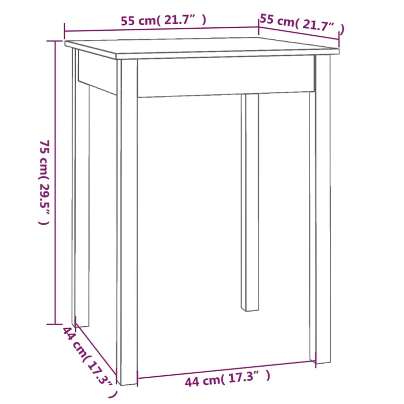 Table d'appoint design moderne blanc 55 x 55 x 75 cm bois massif de pin blanc DEC036763