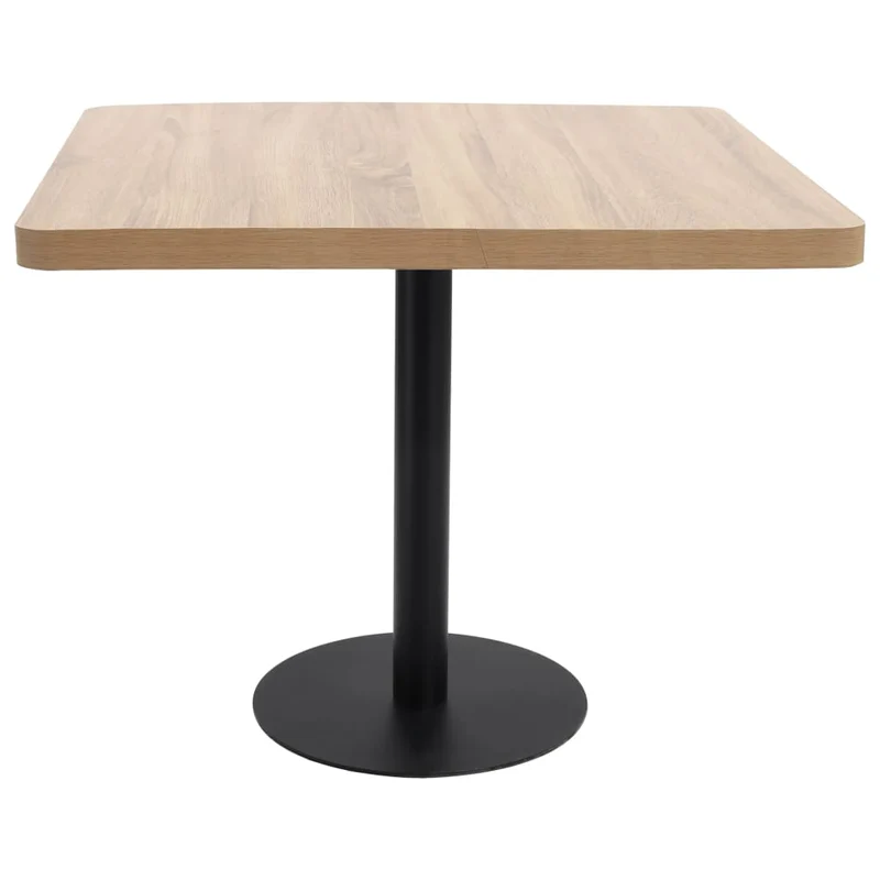 Table d'appoint auxiliaire hauteur 75 cm en MDF marron clair et acier noir DEC036569