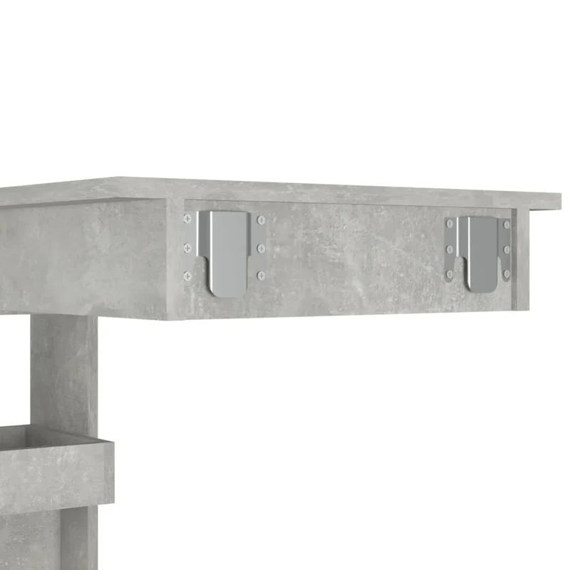 Table d’appoint multifonction murale avec étagères 102 x 45 x 103,5cm bois d'ingénierie gris DEC036476