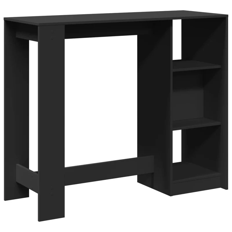 Table d’appoint multifonction avec étagère 124 x 46 x 103,5cm bois d'ingénierie noir DEC036353