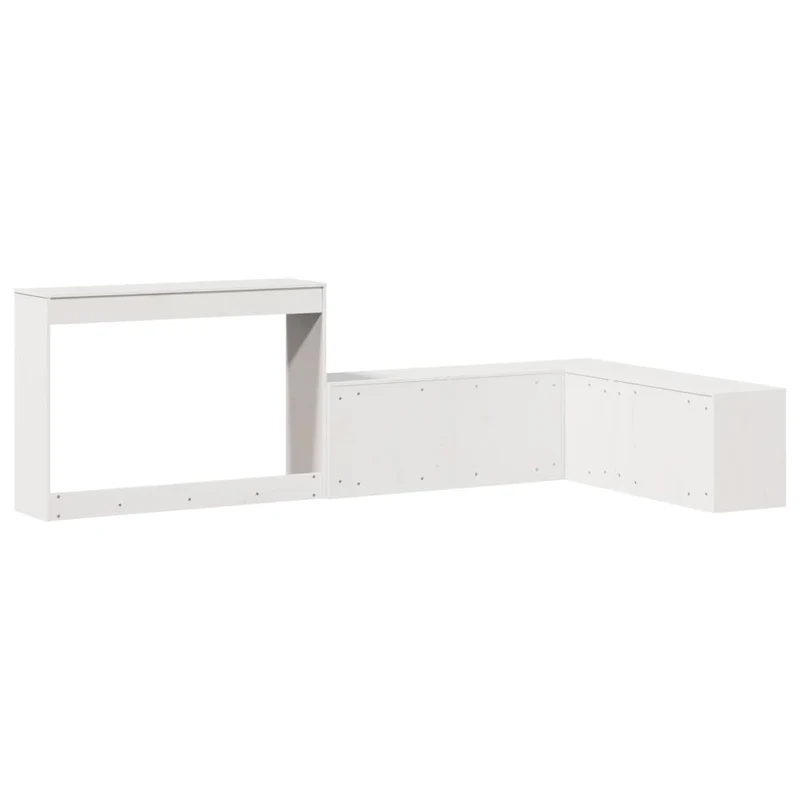 Table de chevet avec bureau design en forme de L en bois de pin massif blanc DEC033116