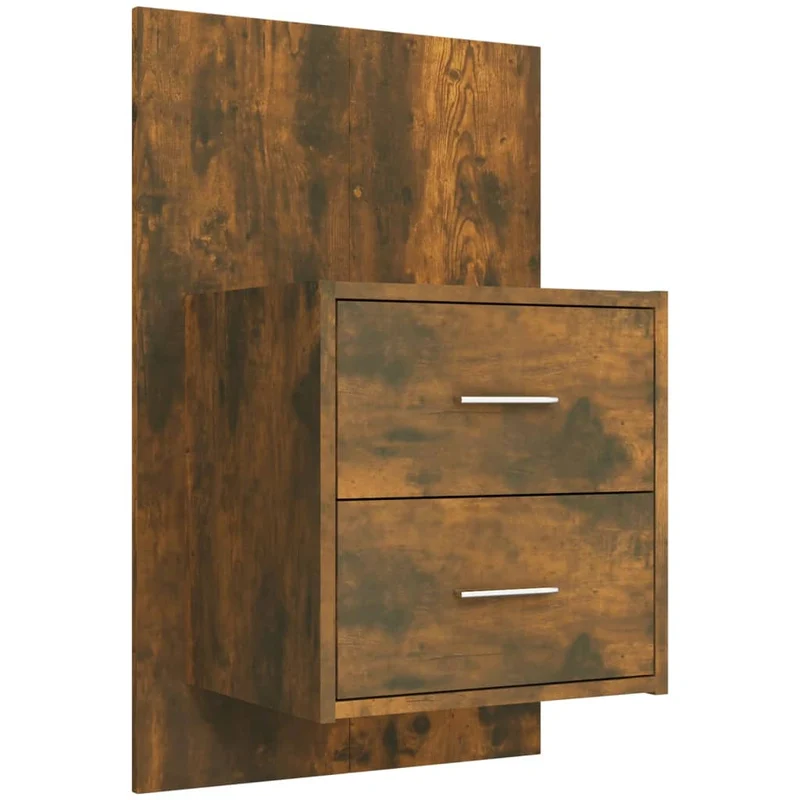 Tête de lit accessoire couchage chambre à coucher meuble avec chevet intégré étagère MDF marron clair TDL0205845