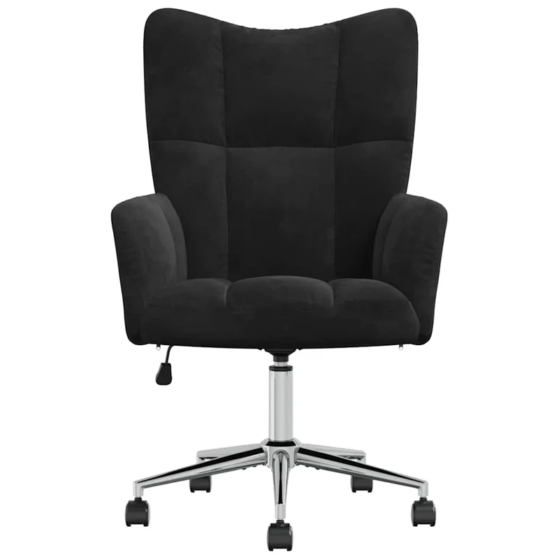 Fauteuil lounge chaise de bureau sur roulettes design moderne en velours noir DEC026741