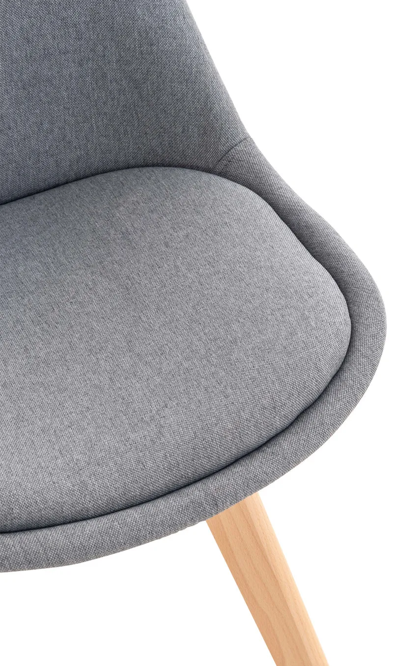 Chaise de salle à manger x1 design scandinave en tissu gris et pieds en bois clair 10_0002290