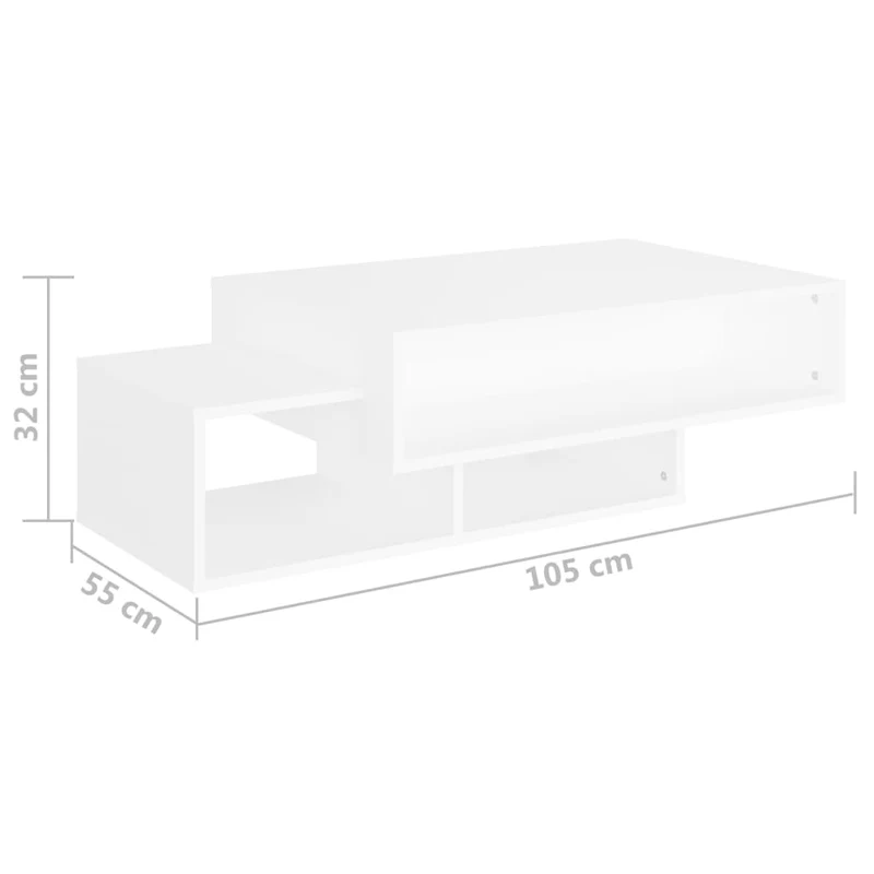 Table basse de salon design moderne 105 x 55 x 32 cm bois d’ingénierie blanc DEC037842