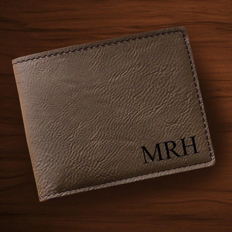 Dark Brown Personalized Leatherette Wallet