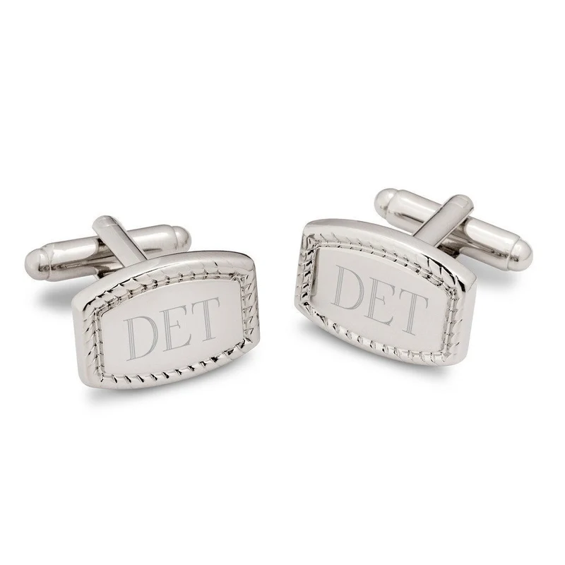 Brown Leather Wallet and Beaded Rectangular Cufflinks Personalized Set