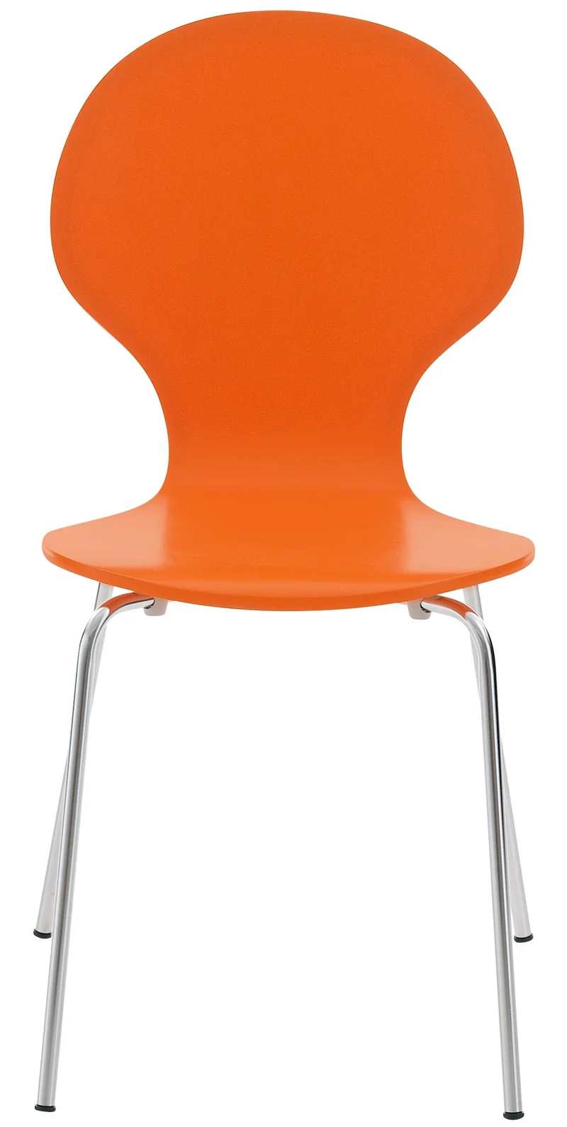Lot de 2 chaises de cuisine salle à manger empilables dossier arrondi en bois orange et métal chromé 10_0003088