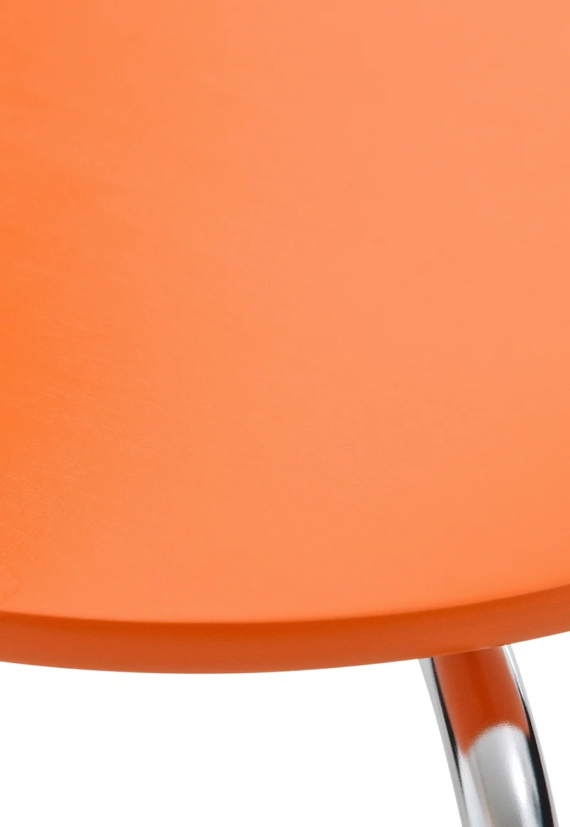 Lot de 2 chaises de cuisine salle à manger empilables dossier arrondi en bois orange et métal chromé 10_0003088