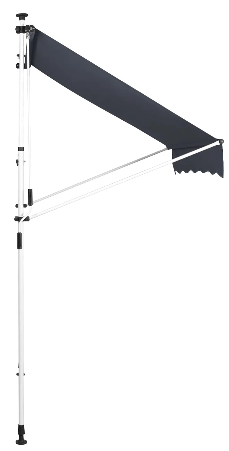 Store banne terrasse auvent à pince avec pied réglable installation sans perçage largeur 400 cm tube en acier tissu anthracite 10_0002975